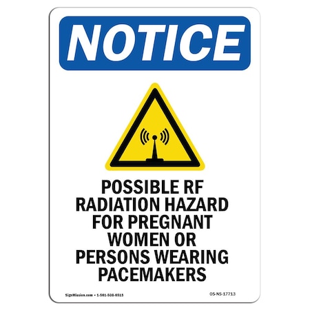 Signmission OSHA Notice Sign, Possible RF Radiation With Symbol, 5in X 3.5in Decal, 3.5" W, 5" H, Portrait OS-NS-D-35-V-17713